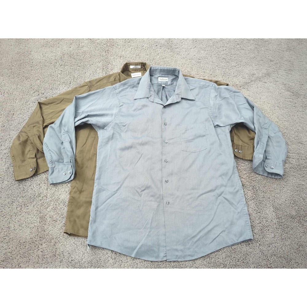 Lot of 2 Van Heusen Button Up Shirt Mens‎ 17 Easy Care Business Office